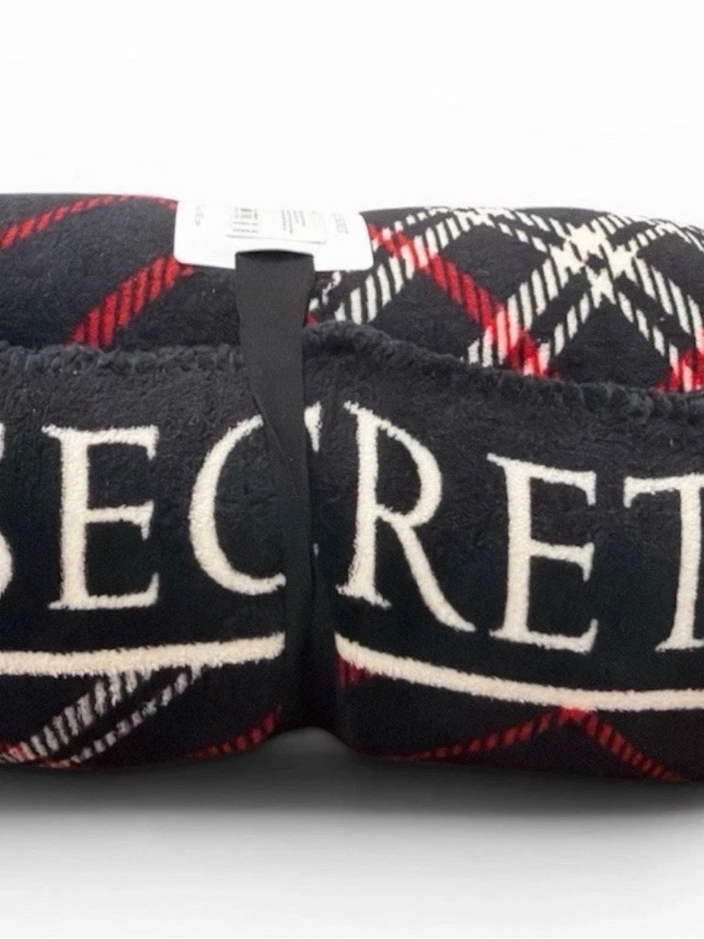Victoria Secret Plaid Fleece Lounge Blanket - Black & Red